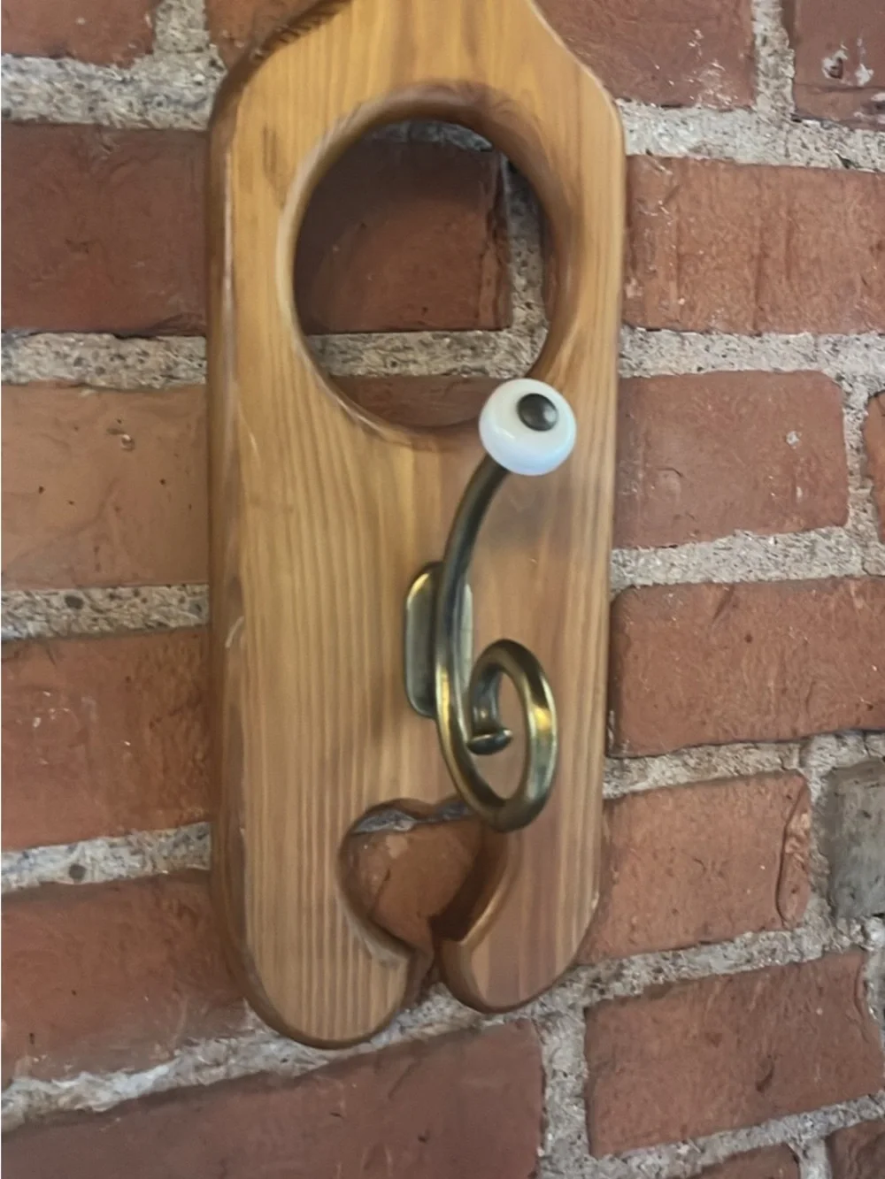 Antique Brass Hook on Natural Wood Wall Plate - Home Wall Decor Hooks